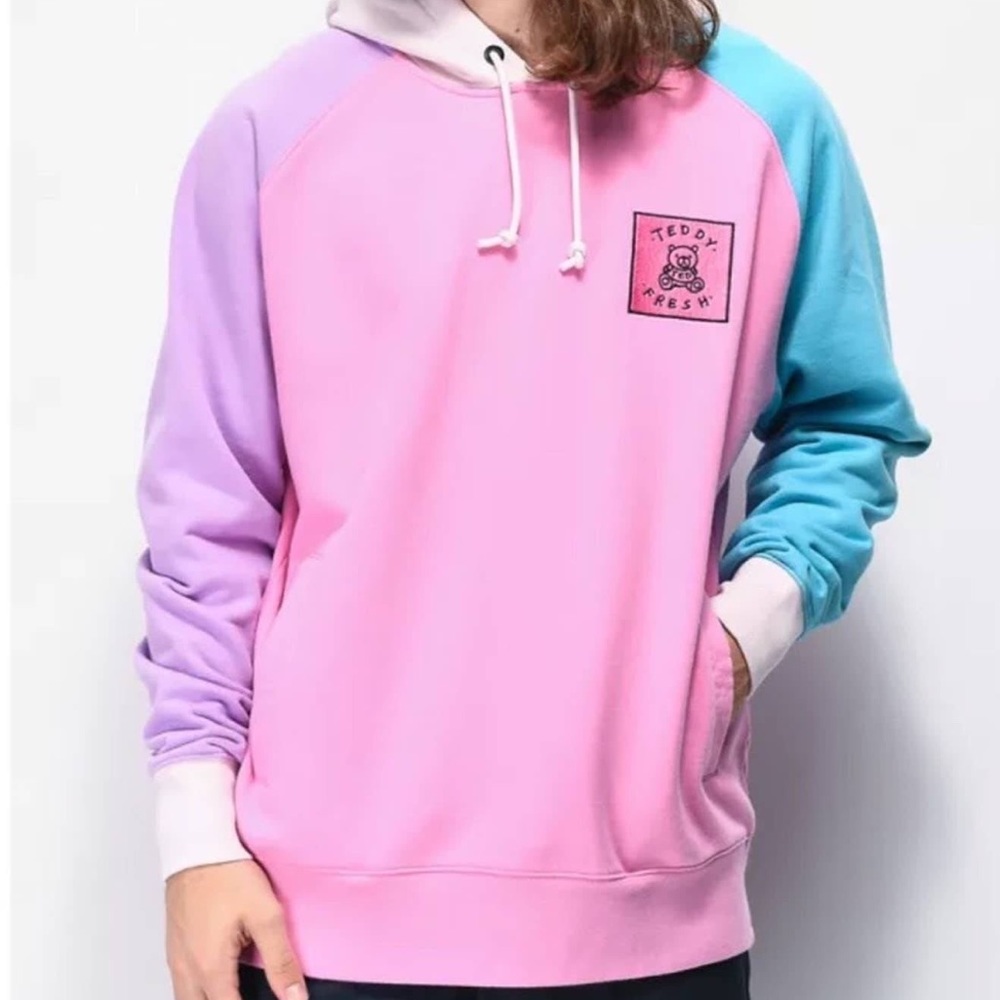 Teddy Fresh Colorblock Pink Hoodie